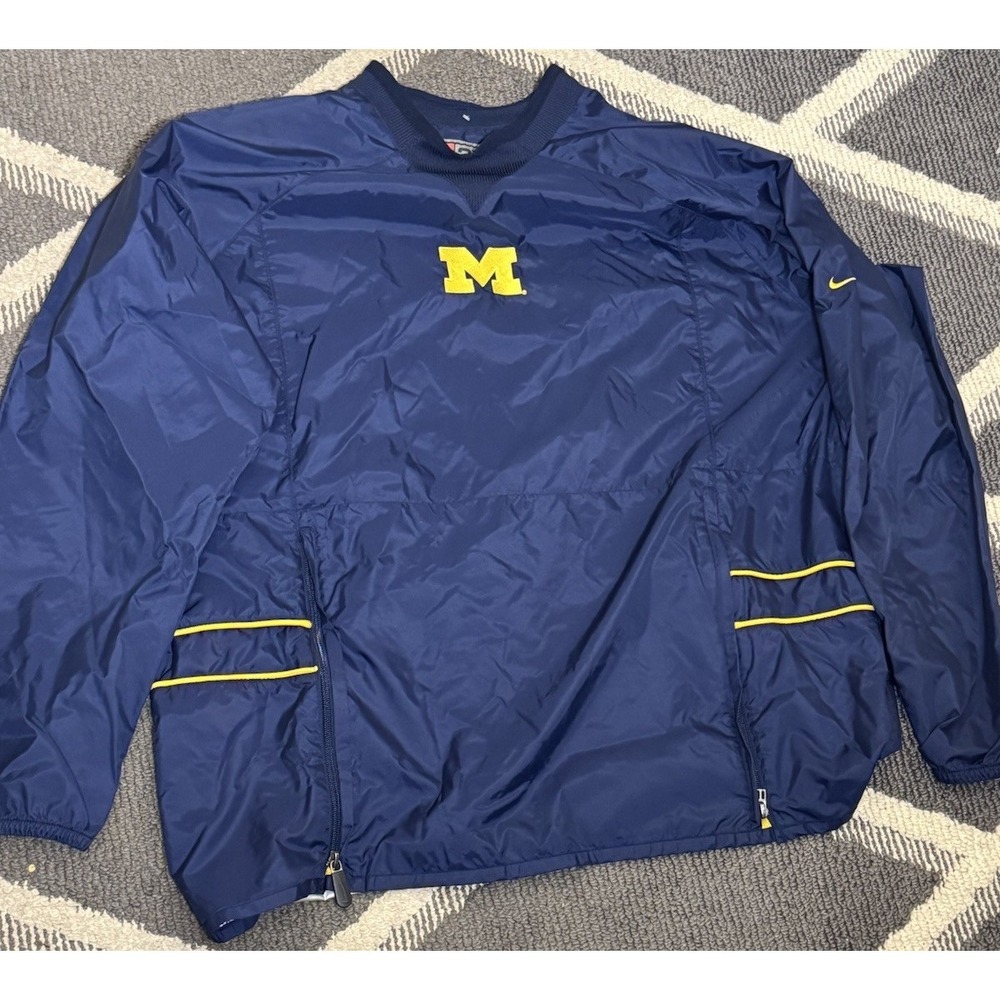 VTG University Of Michigan Nike Blue Mens XXL Windbreaker Pullover Sweater UOM